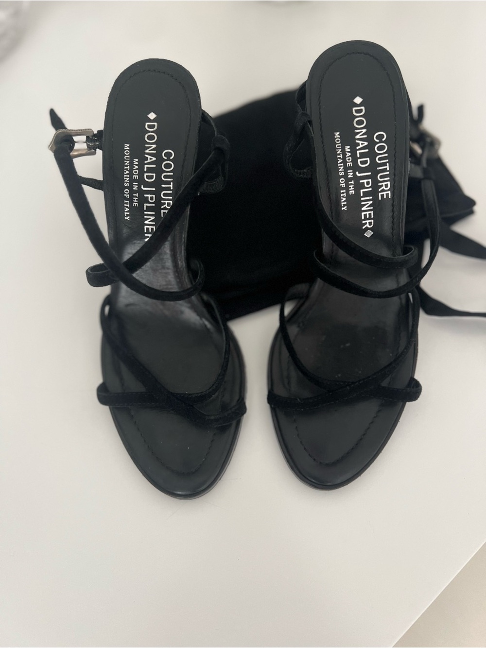 Donald J. Pliner Black Strappy Suede Heel Sandals - Picture 6 of 7